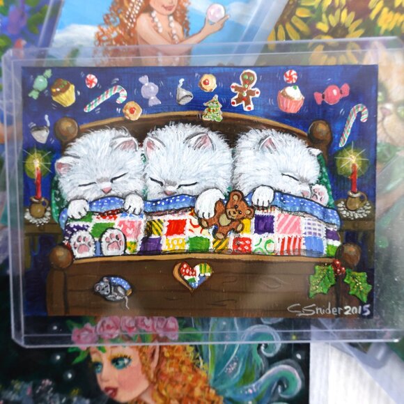 Miniature Art - ACEO - Fairy Art - Cute Animal Art - Art Cards for Trading - Picture 5 of 13